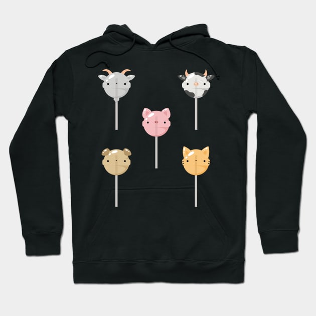 Farm animals lollipop set Hoodie by Nikamii